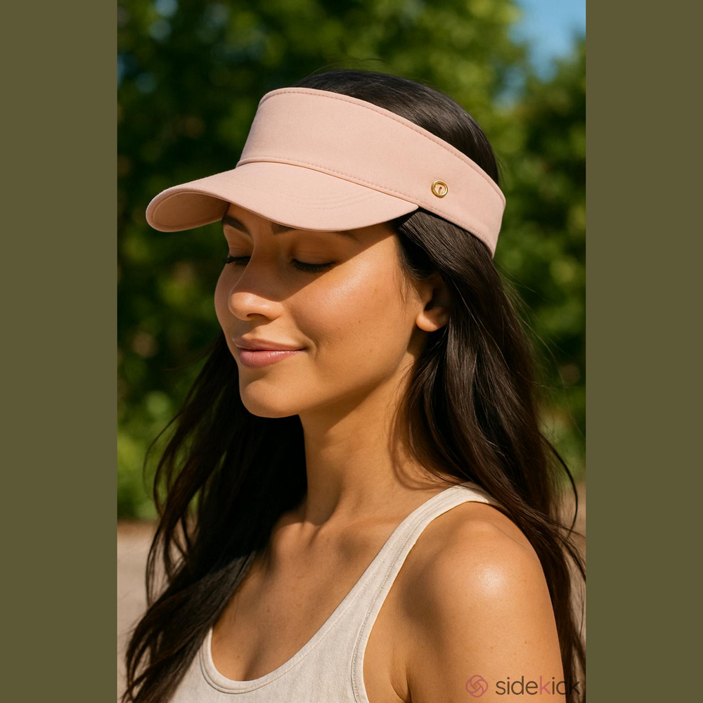 COACH SOLID PINK VISOR WITH SIGNATURE LINING ADJUSTABLE NEW!